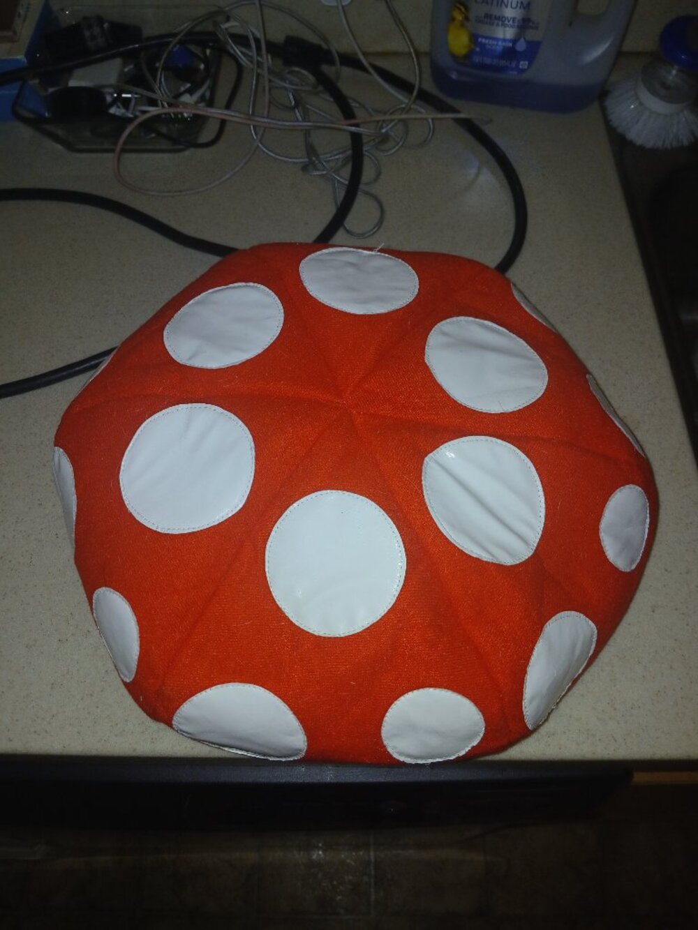 121 Plush Red/White Spotted Mushroom Hat Toad Super Mario Cosplay One Size